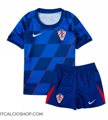 Croazia Seconda Maglia Bambino Europei 2024 Manica Corta (+ Pantaloni corti)
